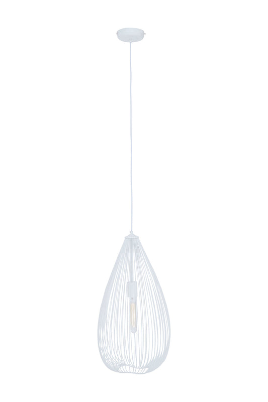 Industrial White Metal Teardrop Pendant Light