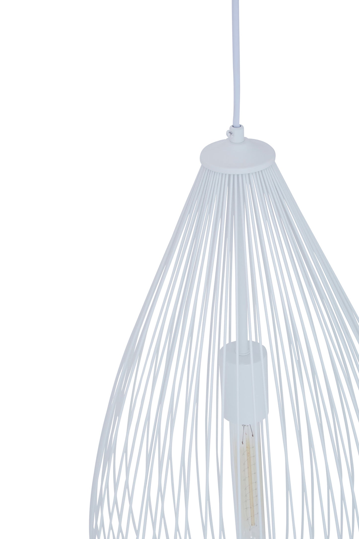 Industrial White Metal Teardrop Pendant Light