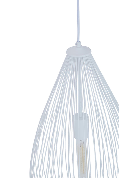 Industrial White Metal Teardrop Pendant Light