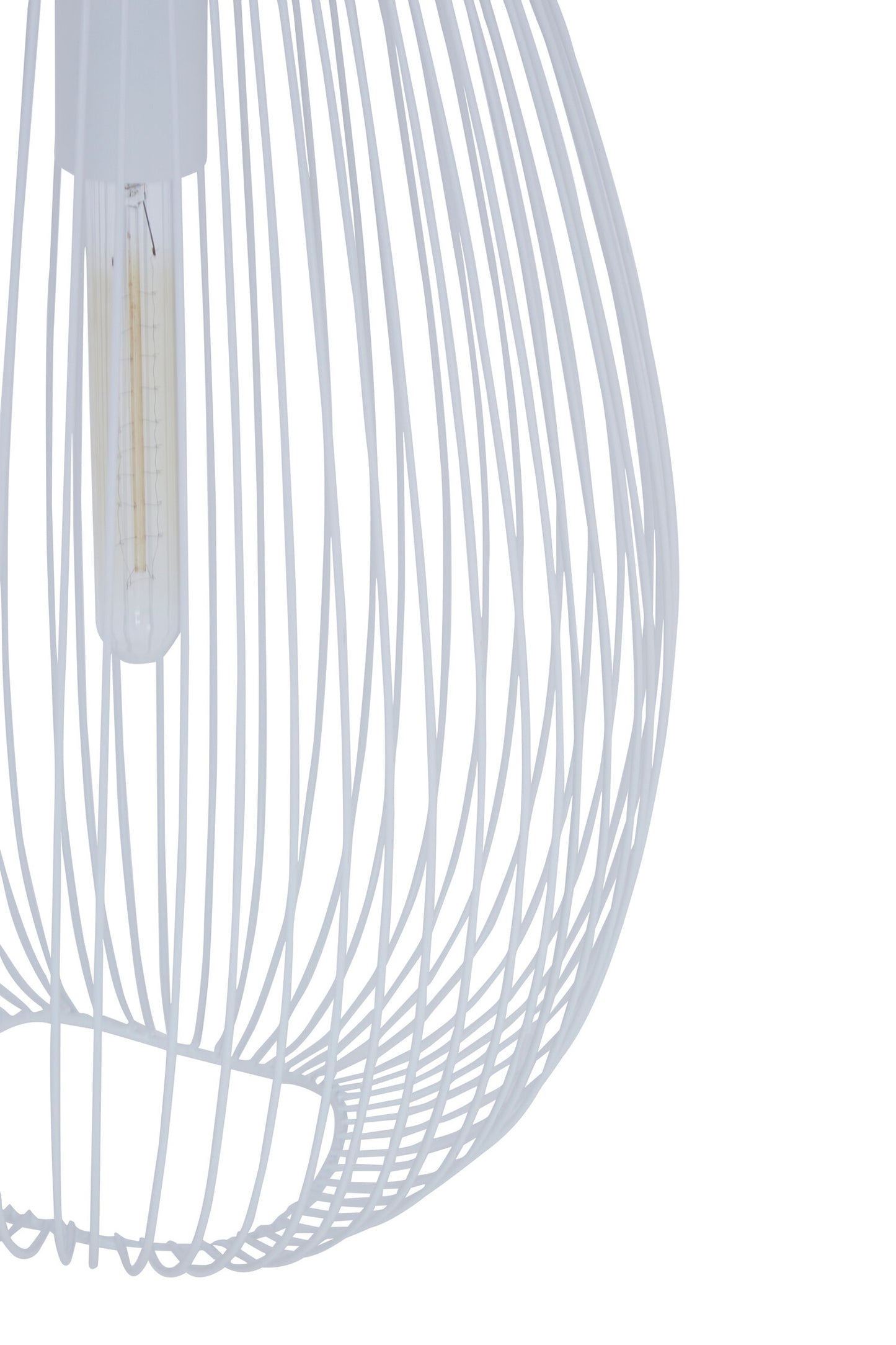 Industrial White Metal Teardrop Pendant Light