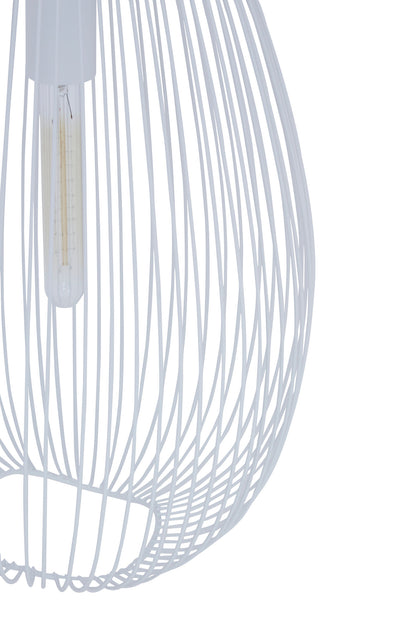 Industrial White Metal Teardrop Pendant Light