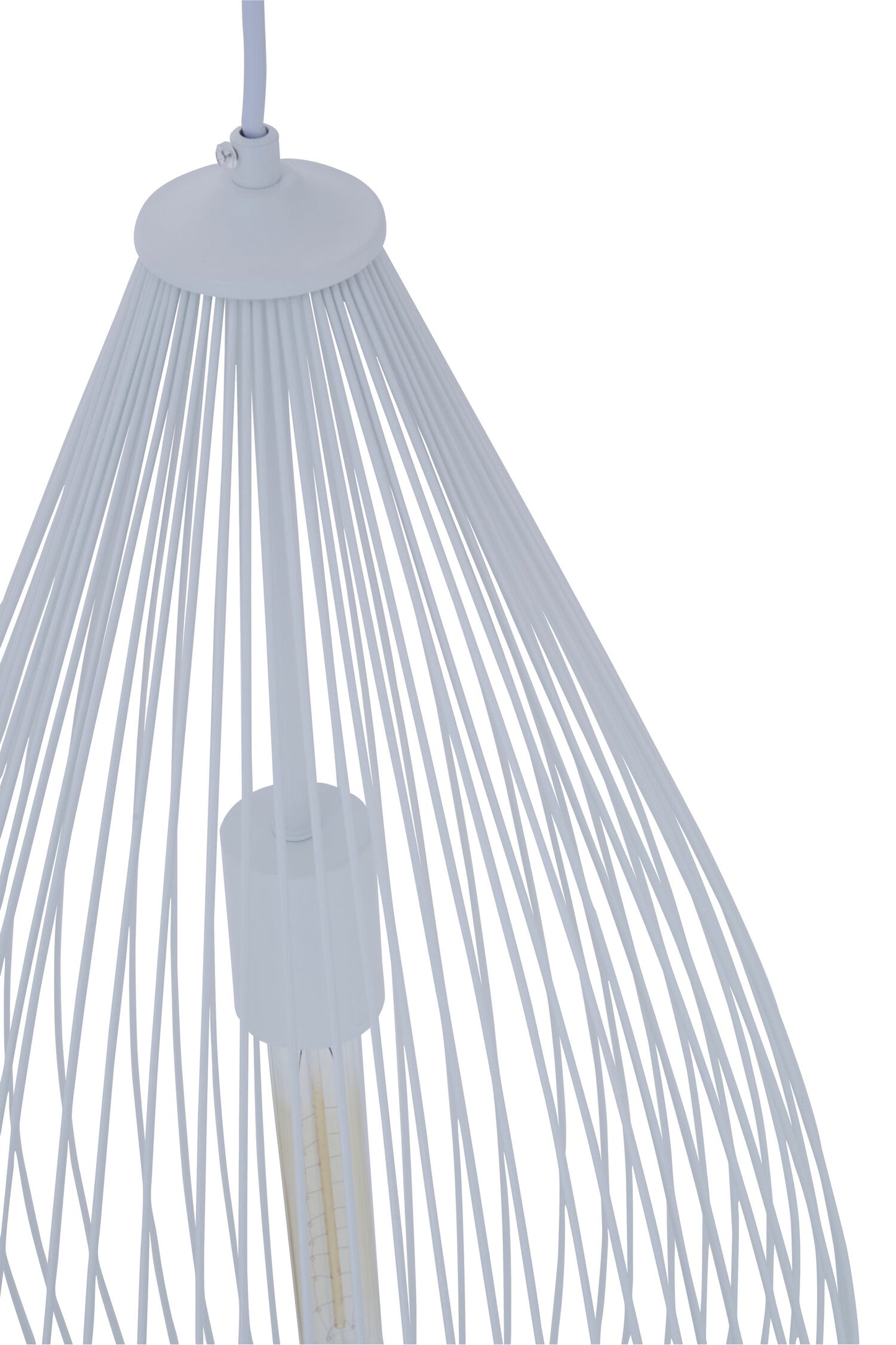 Industrial White Metal Teardrop Pendant Light