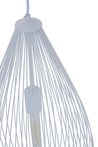 Industrial White Metal Teardrop Pendant Light
