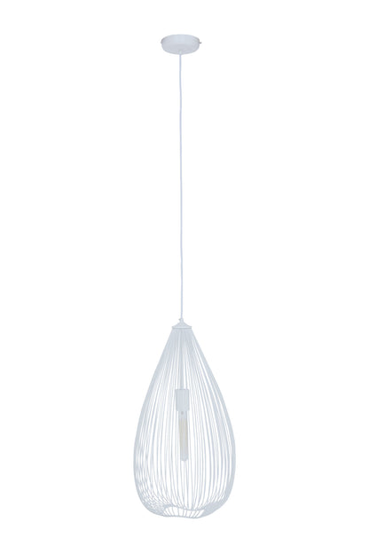 Industrial White Metal Teardrop Pendant Light