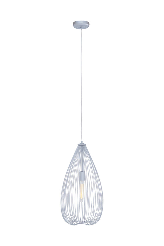Industrial Silver Metal Teardrop Pendant Light
