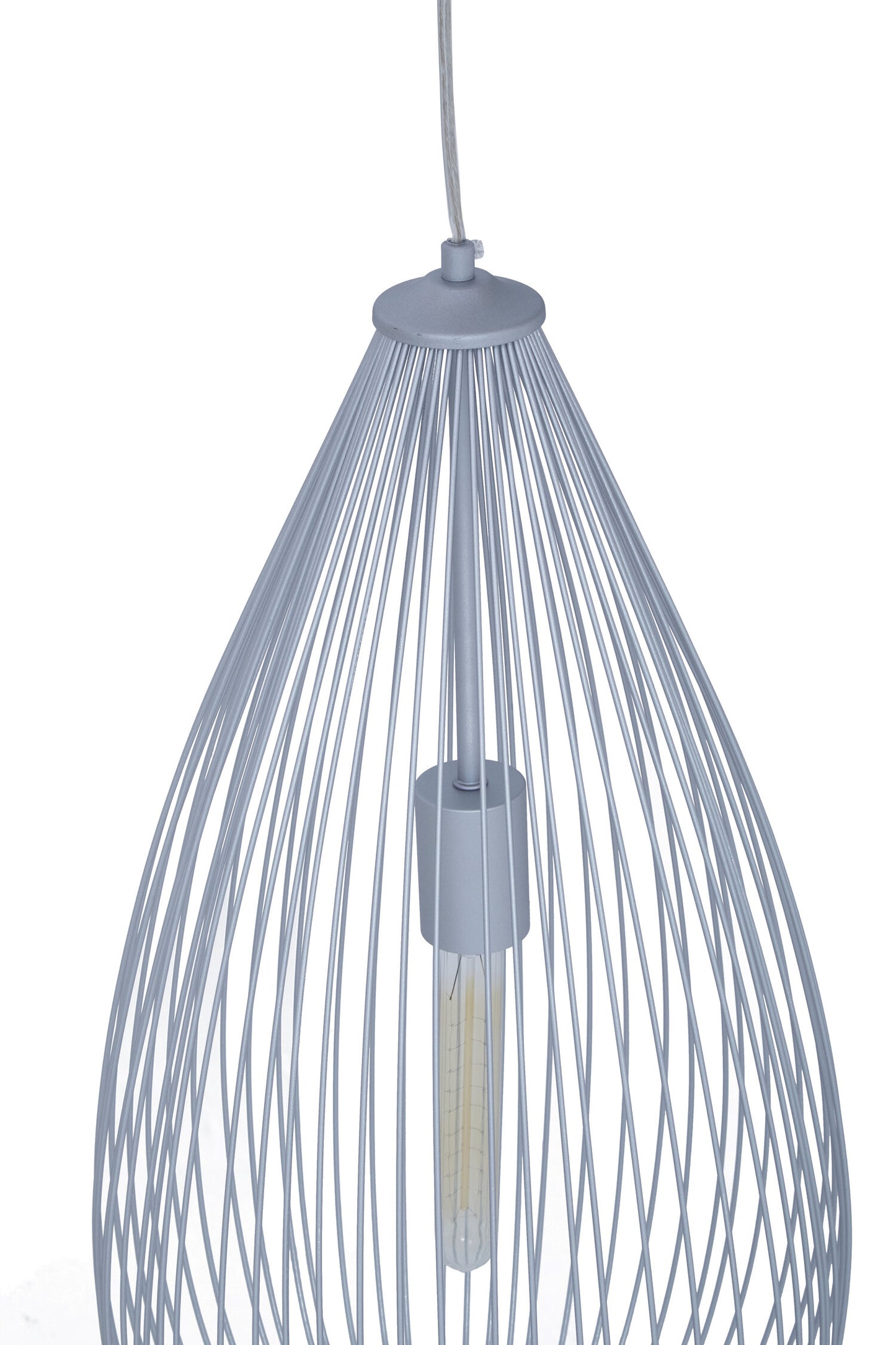 Industrial Silver Metal Teardrop Pendant Light