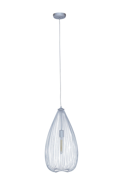 Industrial Silver Metal Teardrop Pendant Light