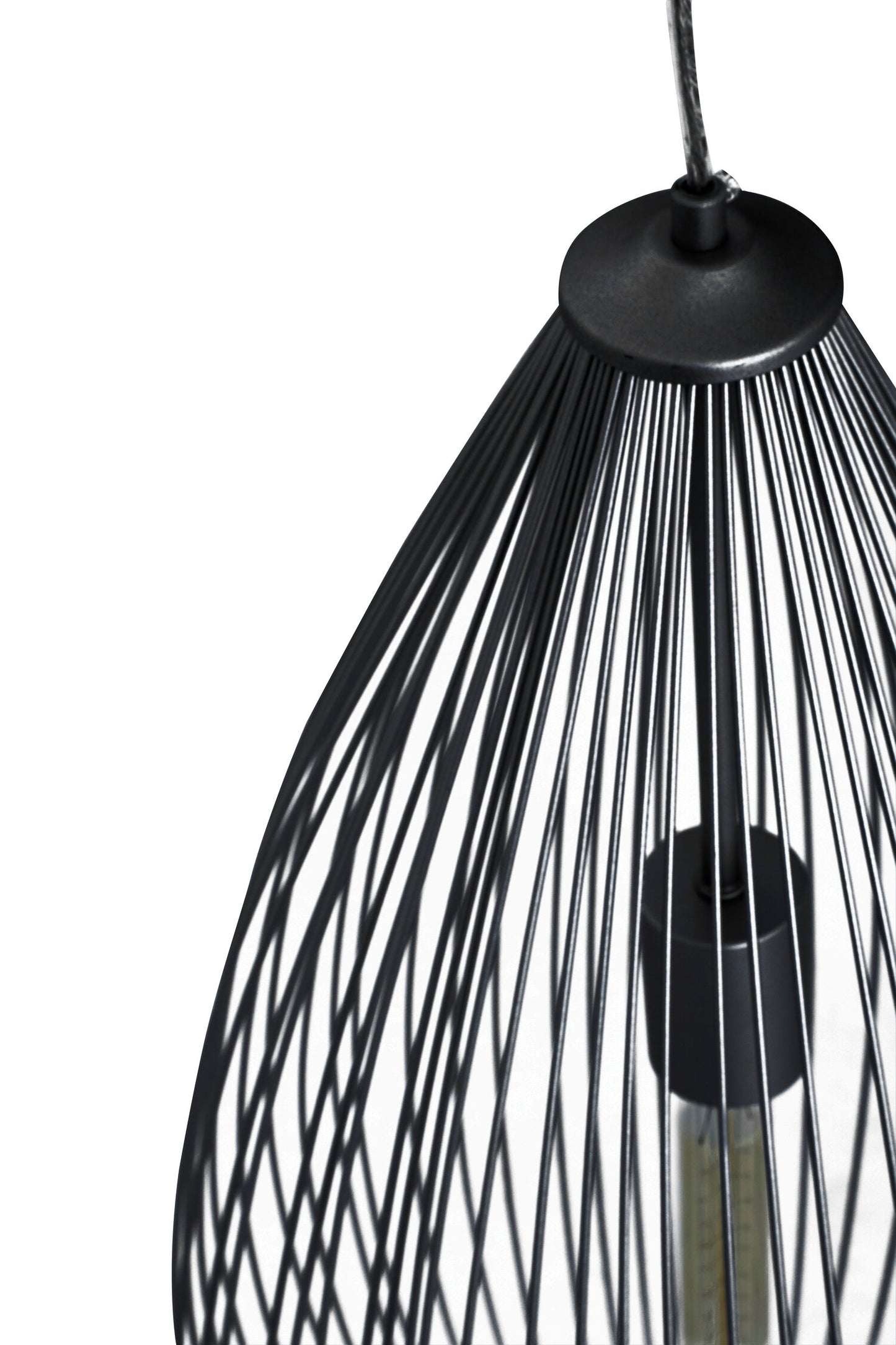 Industrial Black Metal Teardrop Pendant Light