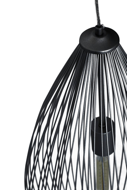 Industrial Black Metal Teardrop Pendant Light