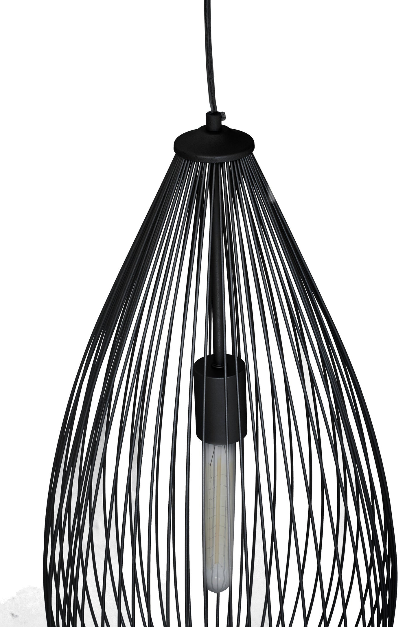 Industrial Black Metal Teardrop Pendant Light