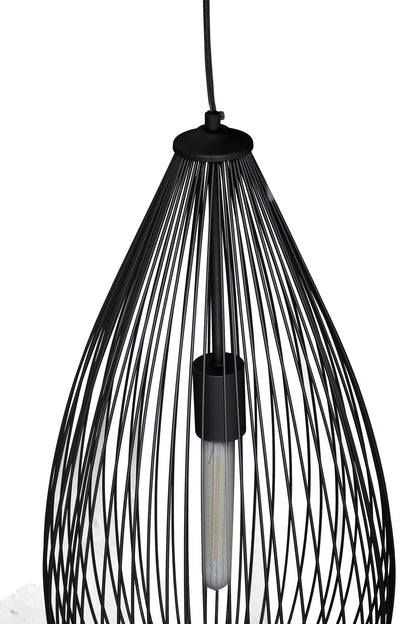 Industrial Black Metal Teardrop Pendant Light