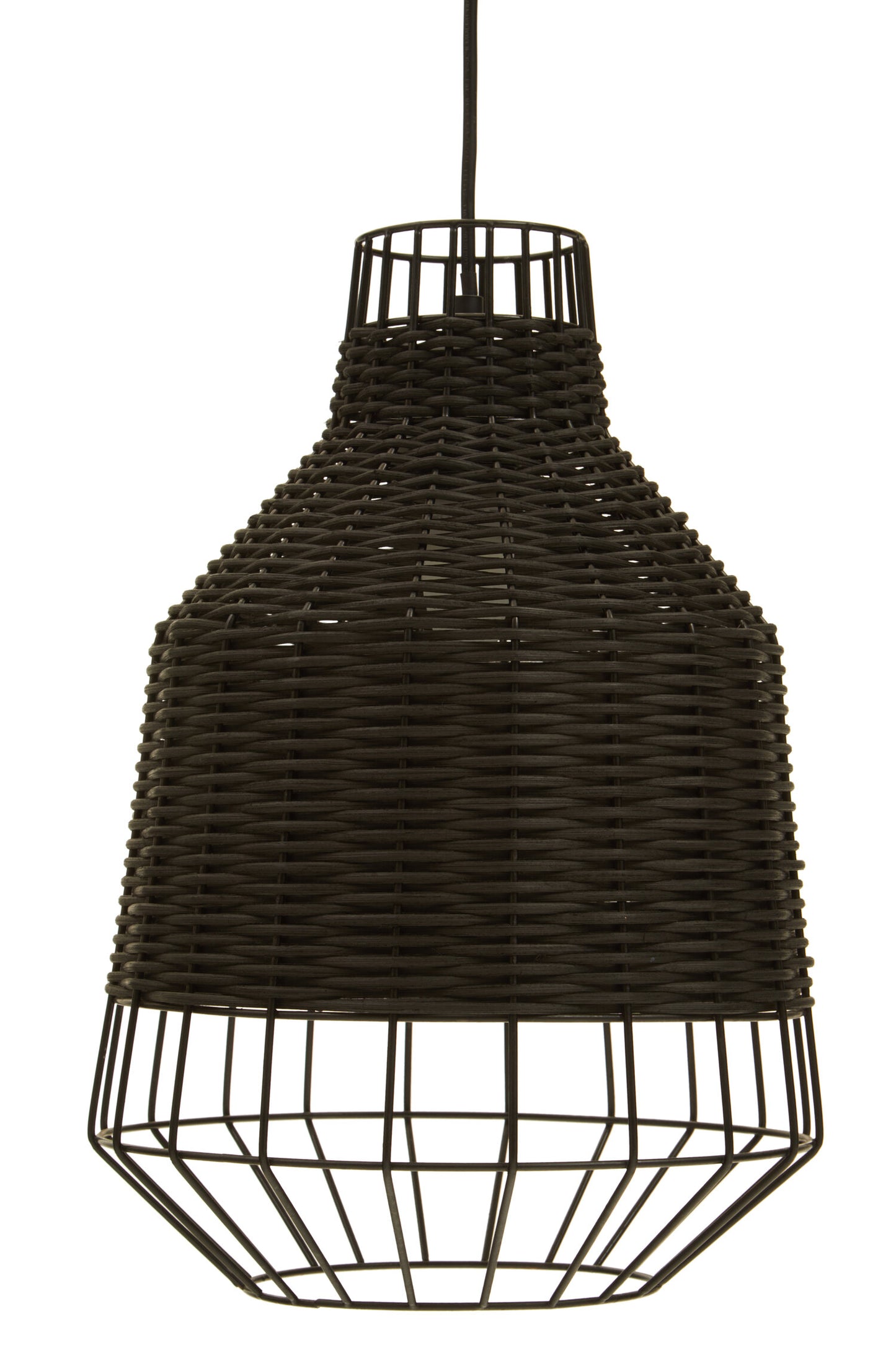 Bobby Black Rattan Industrial Pendant Light | Bali & Blue