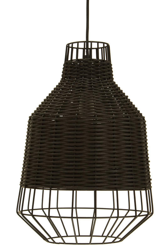 Bobby Black Rattan Industrial Pendant Light | Bali & Blue