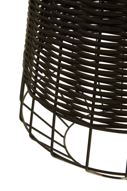 Bobby Black Rattan Industrial Pendant Light