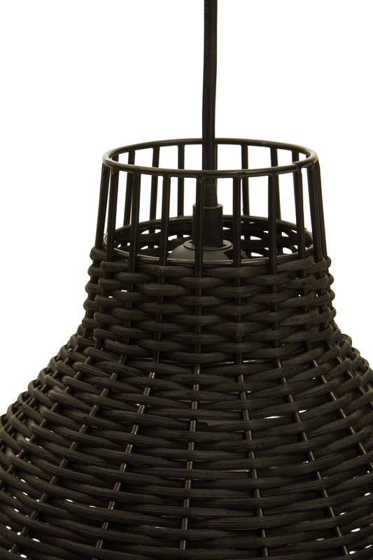 Bobby Black Rattan Industrial Pendant Light
