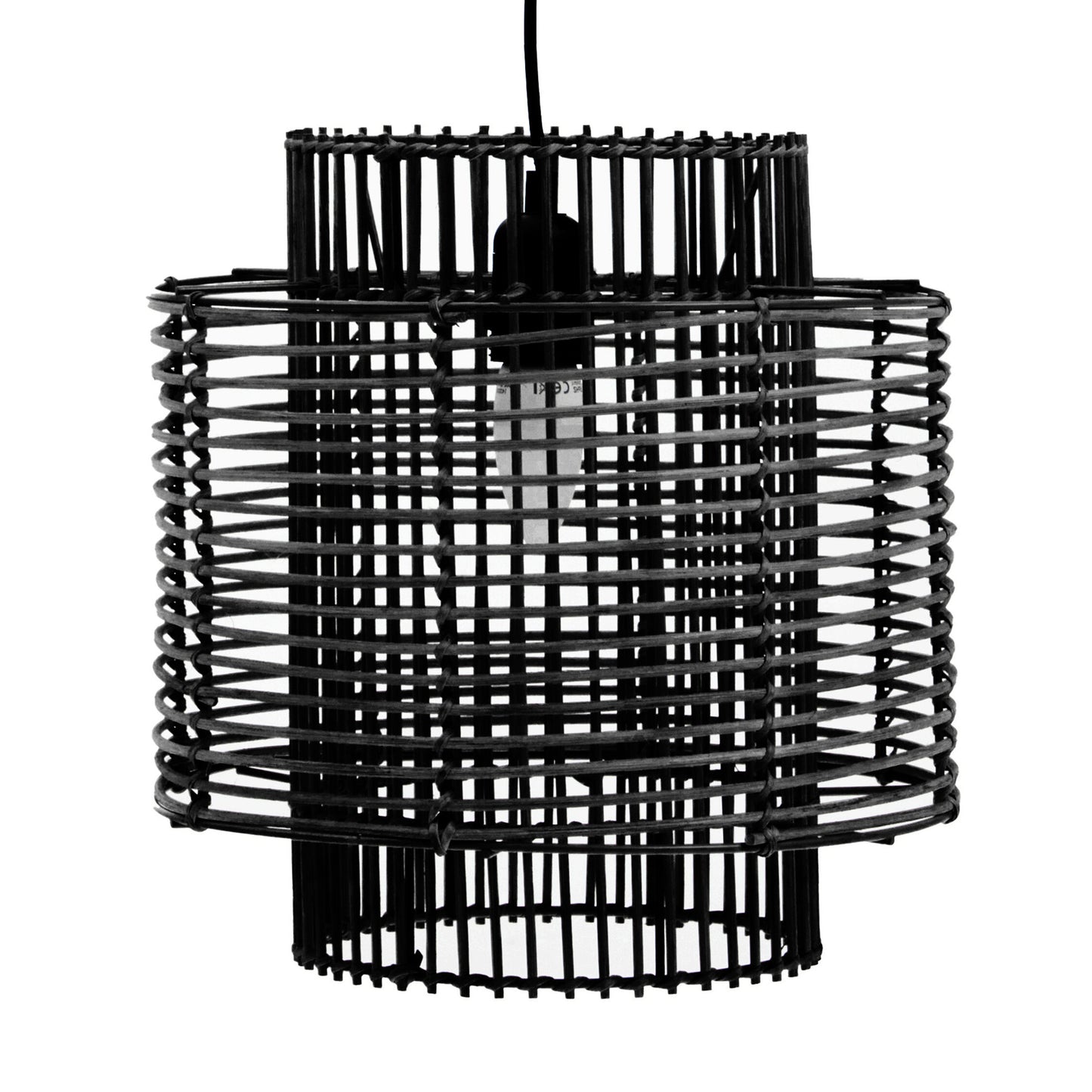 Tropical Black Rattan Overlapping Pendant Light