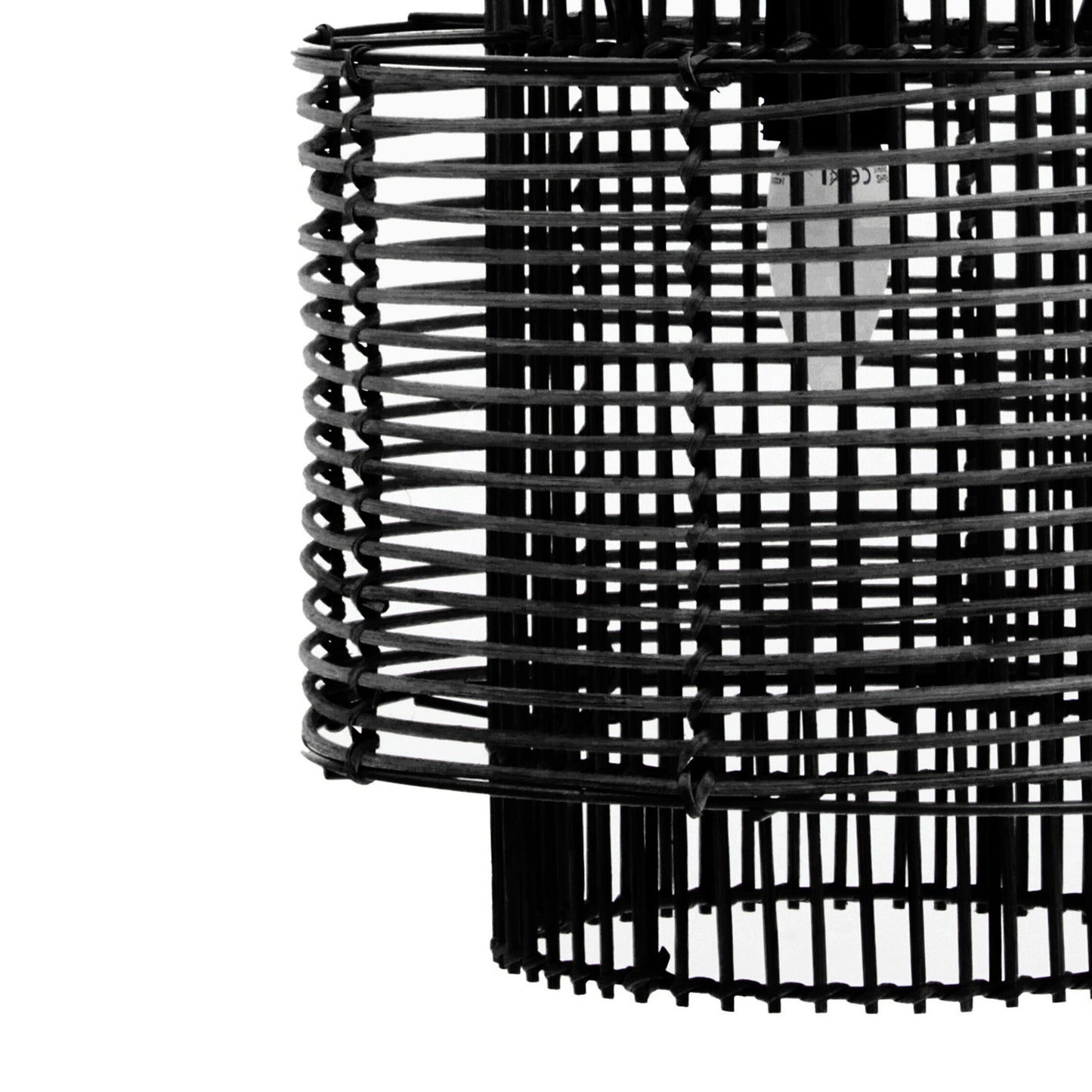 Tropical Black Rattan Overlapping Pendant Light