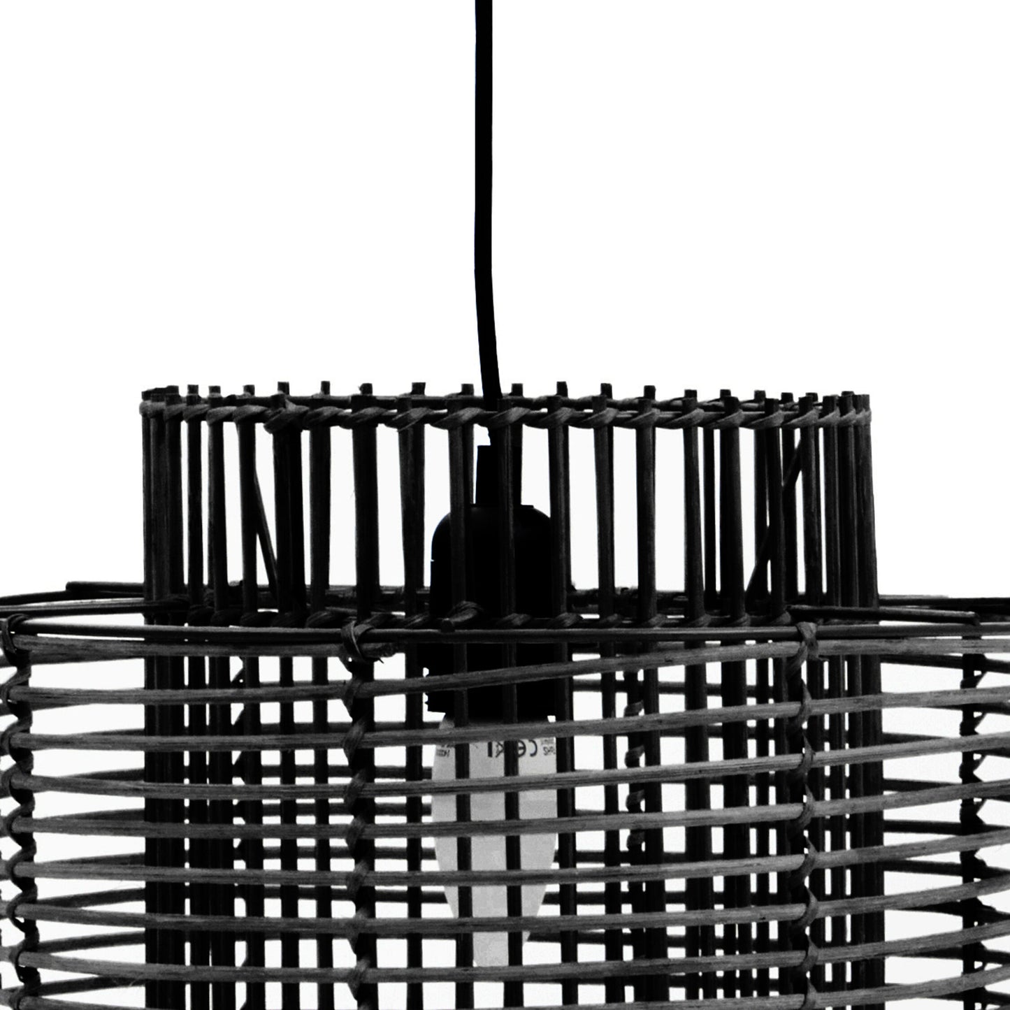 Tropical Black Rattan Overlapping Pendant Light