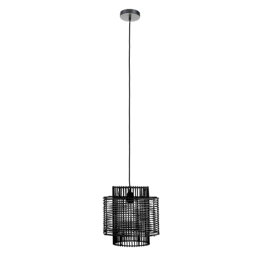 Tropical Black Rattan Overlapping Pendant Light