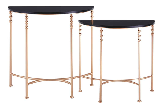 Arlowe Industrial Set of Two Half Round Console Tables Side Table | Bali & Blue