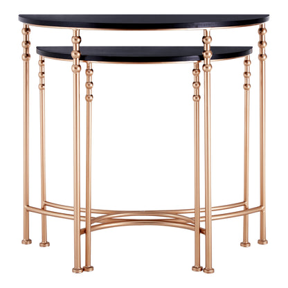 Arlowe Industrial Set of 2 Half-Round Console Tables