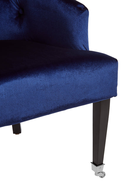 Charles Industrial Blue Velvet Button-Back Lounge Armchair