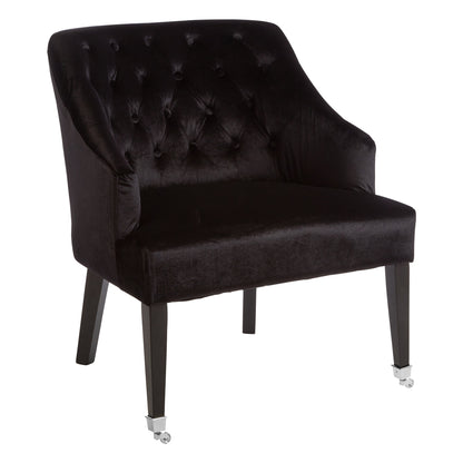 Charles Industrial Black Velvet Button-Back Armchair