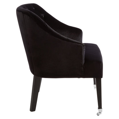 Charles Industrial Black Velvet Button-Back Armchair