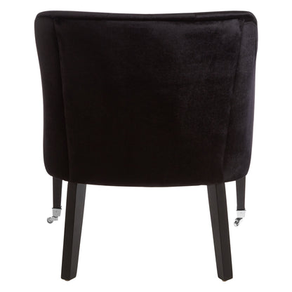 Charles Industrial Button Back Black Velvet Chair Armchair | Bali & Blue