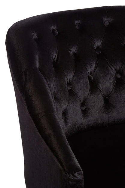 Charles Industrial Black Velvet Button-Back Armchair