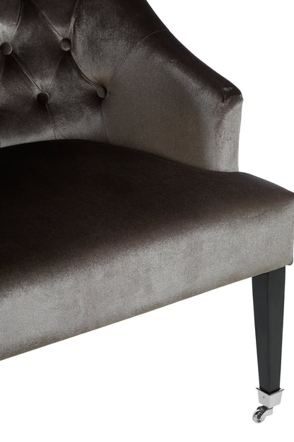 Charles Luxe Grey Velvet Button-Back Armchair