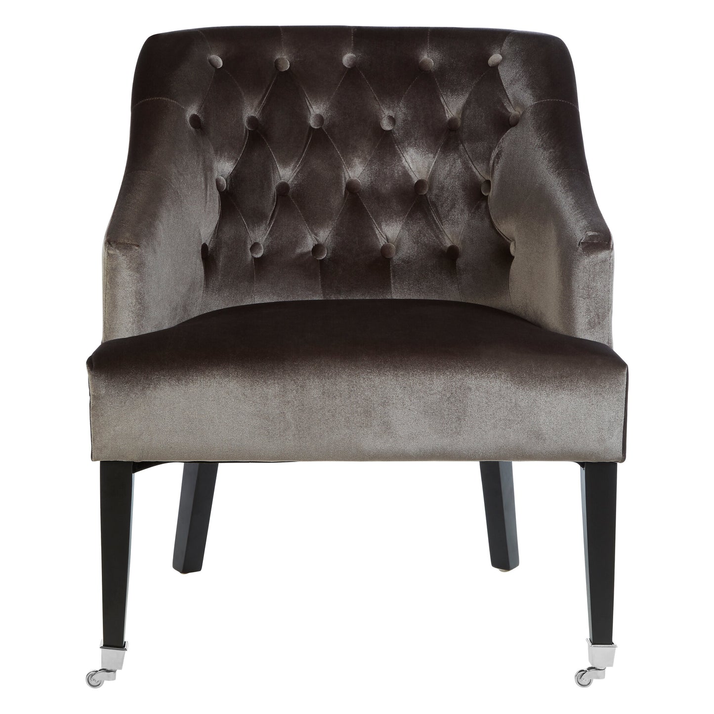 Charles Luxe Grey Velvet Button-Back Armchair