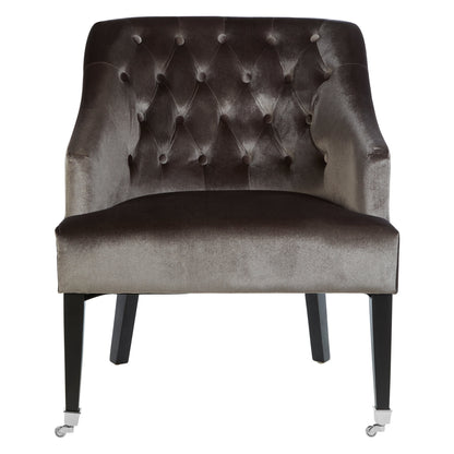 Charles Luxe Grey Velvet Button-Back Armchair