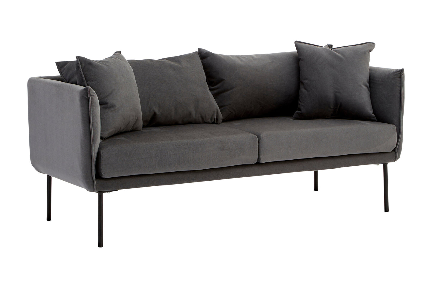 Brendan Grey Fabric Two Seater Sofa with Black Legs