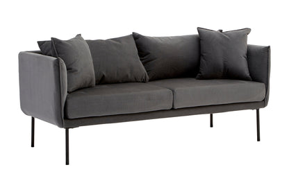 Brendan Grey Fabric Two Seater Sofa with Black Legs