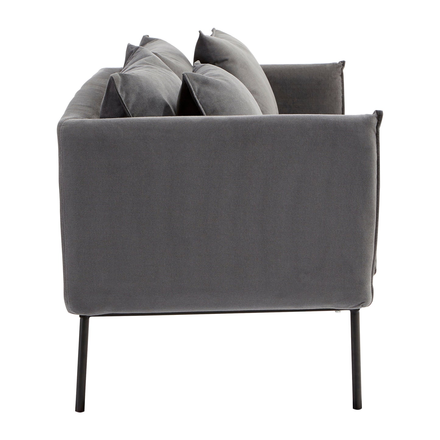 Brendan Grey Fabric Two Seater Sofa with Black Legs