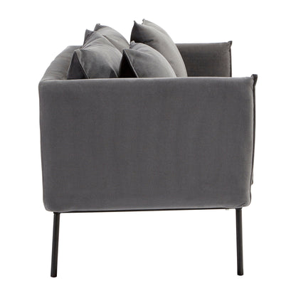 Brendan Grey Fabric Two Seater Sofa with Black Legs
