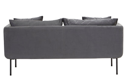 Brendan Grey Fabric Two Seater Sofa with Black Legs | Bali & Blue