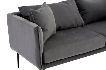 Brendan Grey Fabric Two Seater Sofa with Black Legs