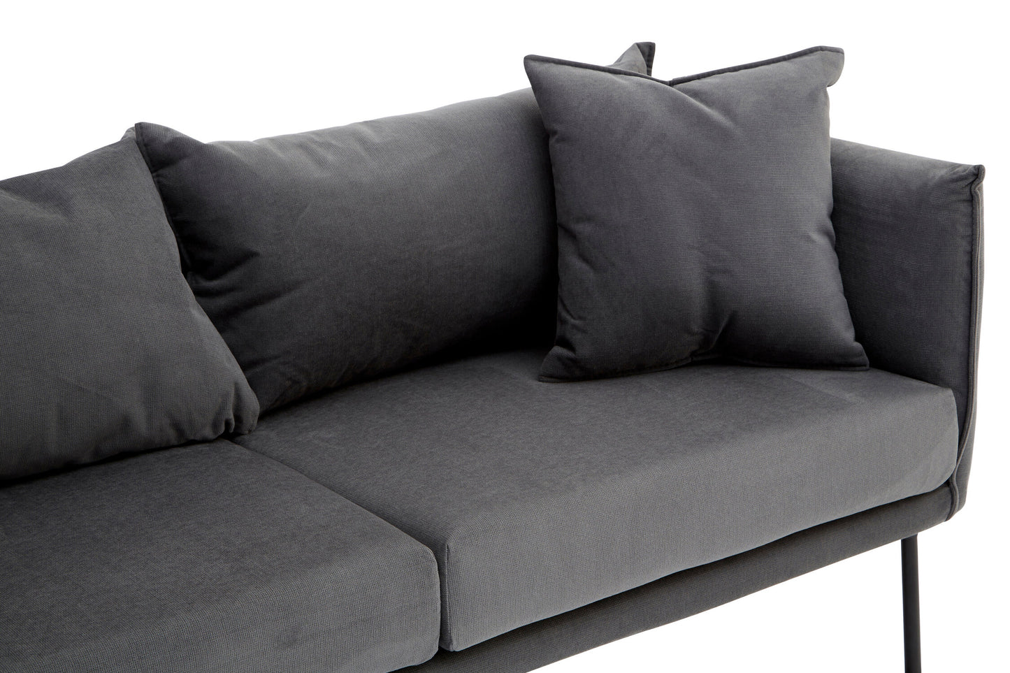 Brendan Grey Fabric Two Seater Sofa with Black Legs