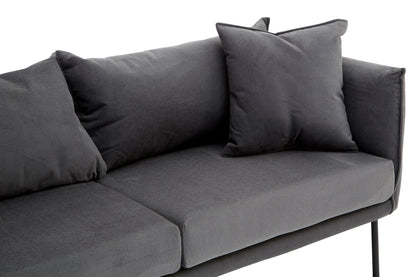 Brendan Grey Fabric Two Seater Sofa with Black Legs