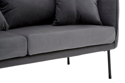 Brendan Grey Fabric Two Seater Sofa with Black Legs