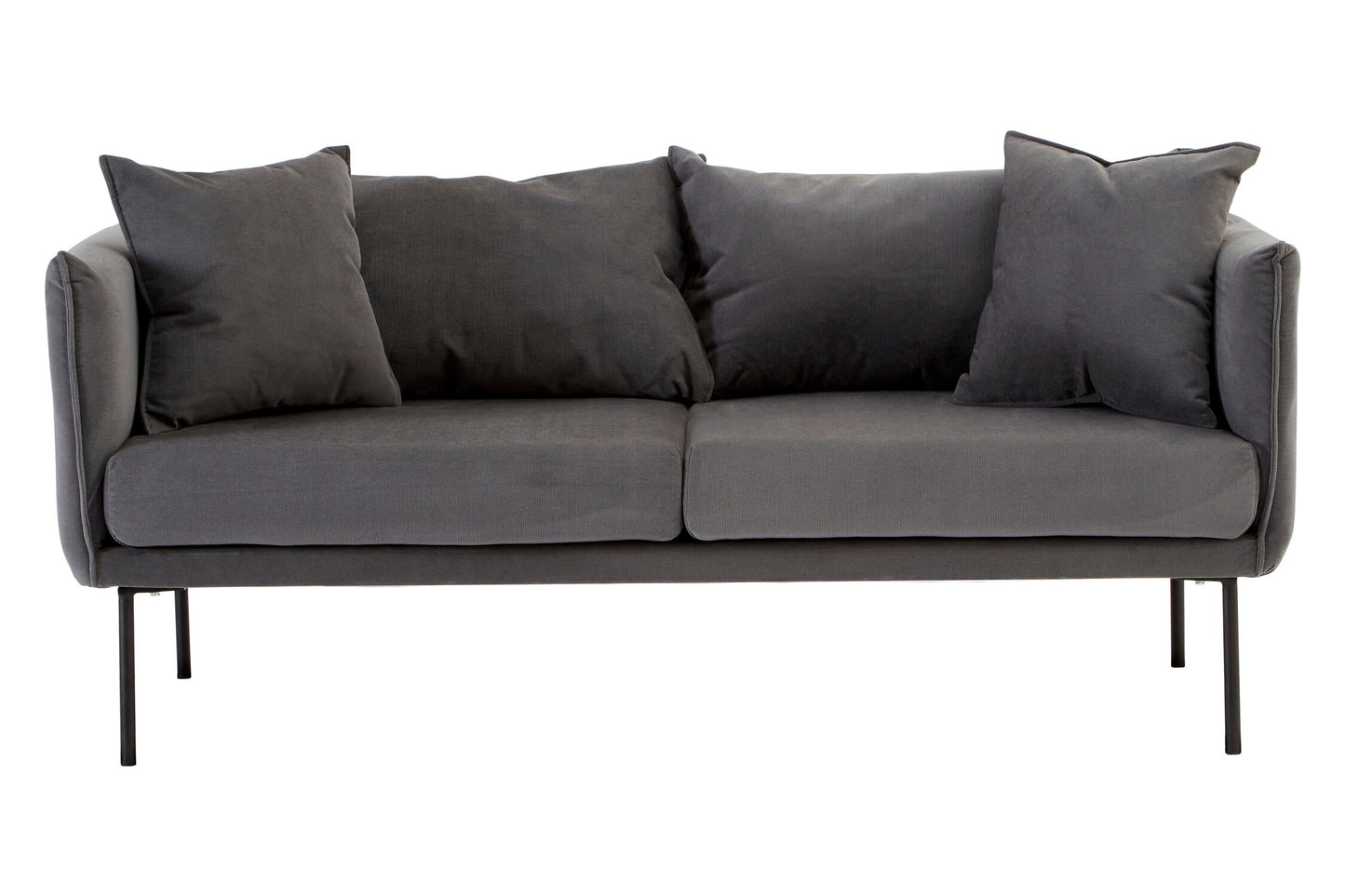 Brendan Grey Fabric Two Seater Sofa with Black Legs | Bali & Blue