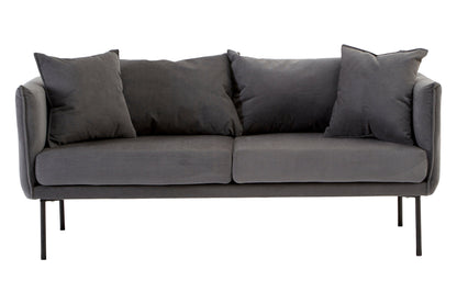 Brendan Grey Fabric Two Seater Sofa with Black Legs | Bali & Blue