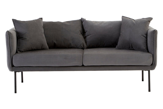 Brendan Grey Fabric Two Seater Sofa with Black Legs | Bali & Blue