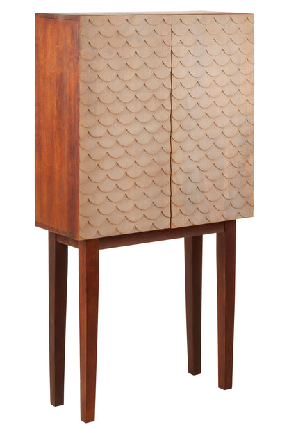 Mermaid Mid-Century Carved Mango Wood Cabinet