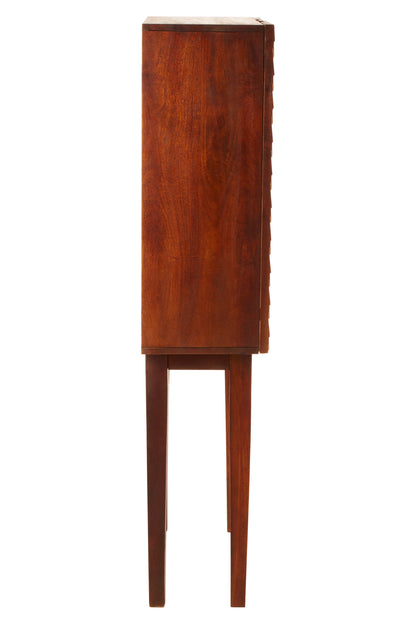 Mermaid Mid-Century Carved Mango Wood Cabinet