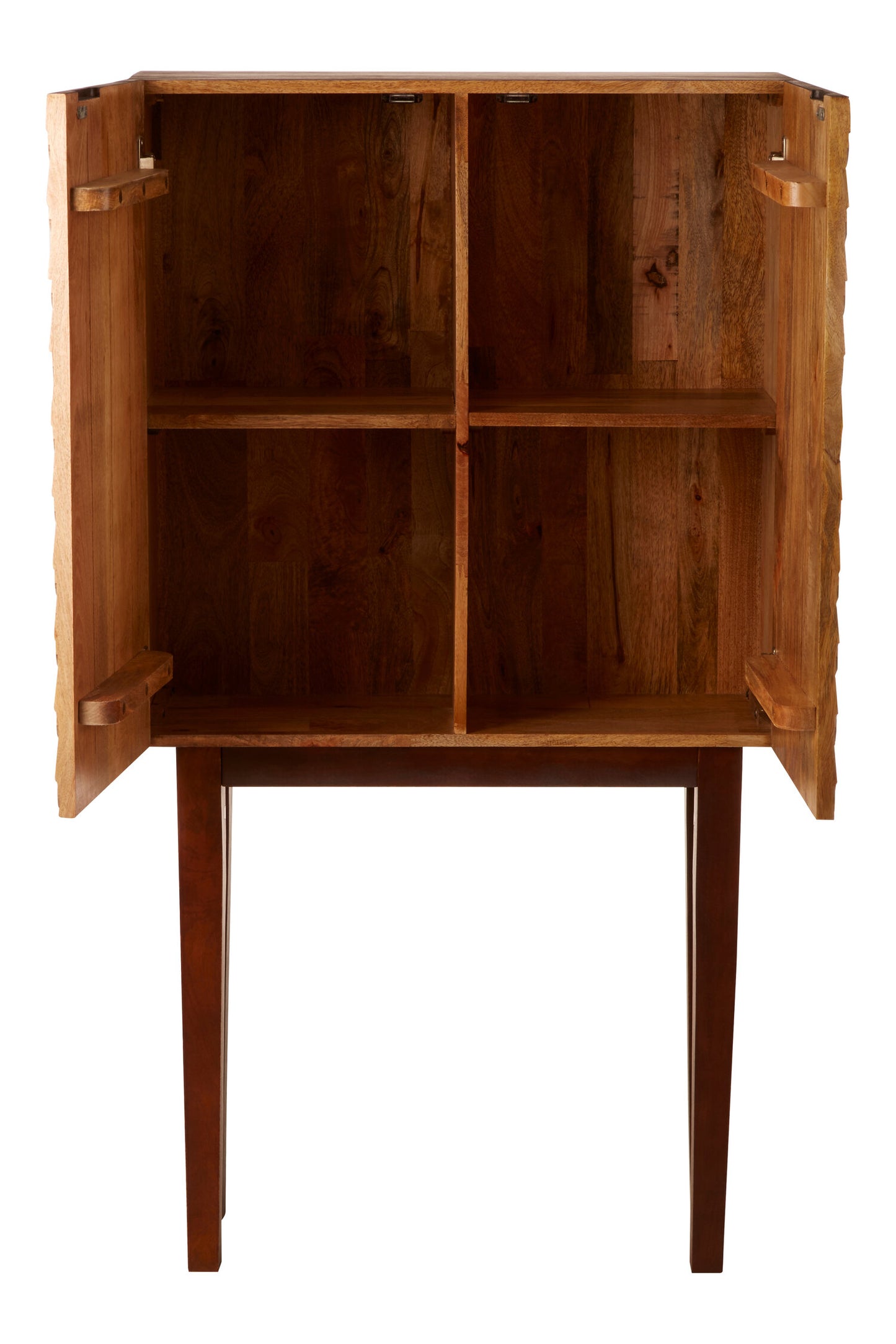 Mermaid Mid-Century Carved Mango Wood Cabinet