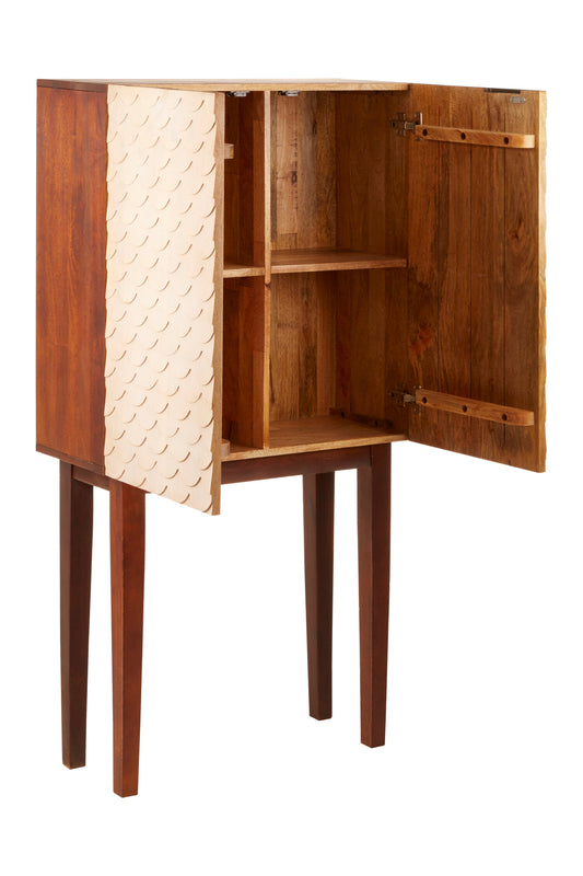 Mermaid Mid-Century Carved Mango Wood Cabinet | Bali & Blue