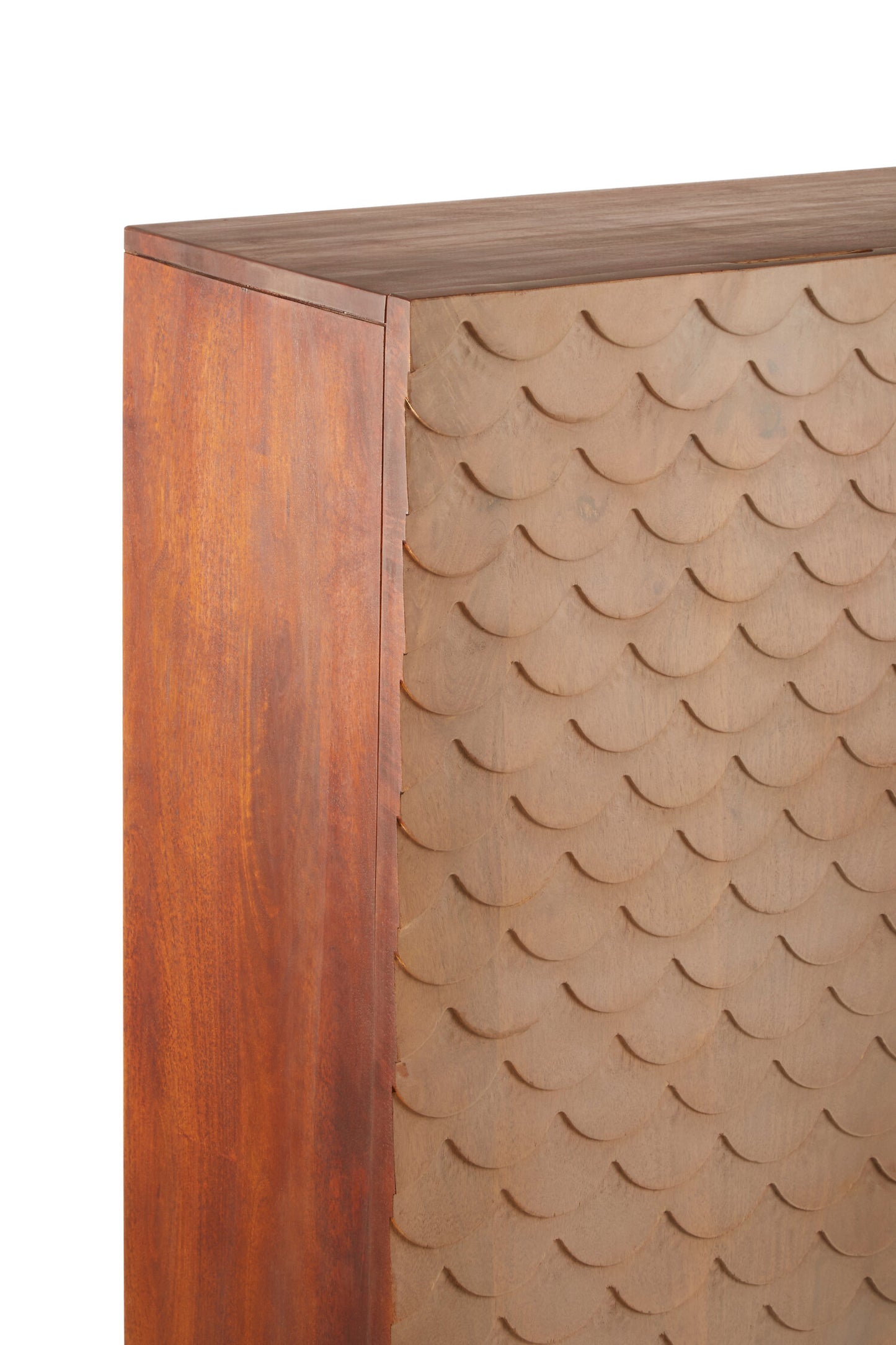 Mermaid Mid-Century Carved Mango Wood Cabinet